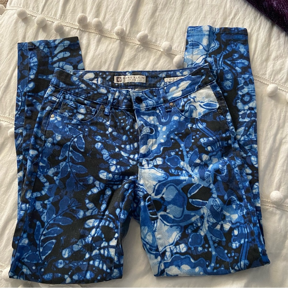 • Anne Klein • skinny tie dye watercolor pant/jean